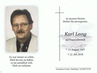 Karl Lang Sterbebild
